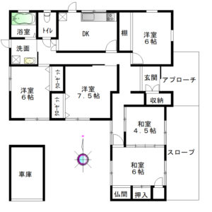 橿原市白橿町５丁目　一戸建て　<br> 土地８５．２６坪　昭和４３年１２月築　<br> ５DK